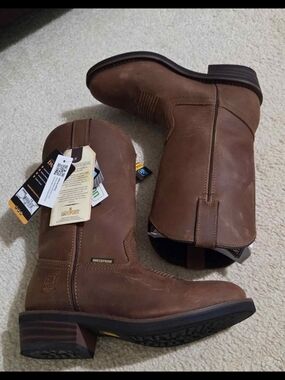 Dan Post Black and Brown Men's Leather Work Boot Interior Label